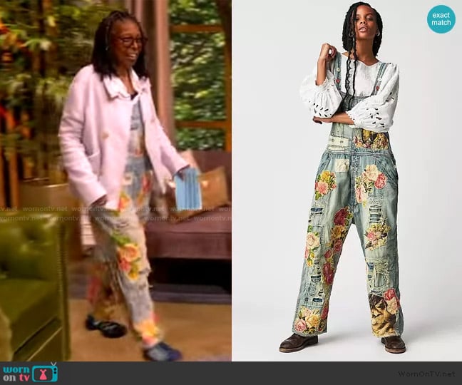 Magnolia Pearl Rose Embroidered Overalls worn by Whoopi Goldberg on The View