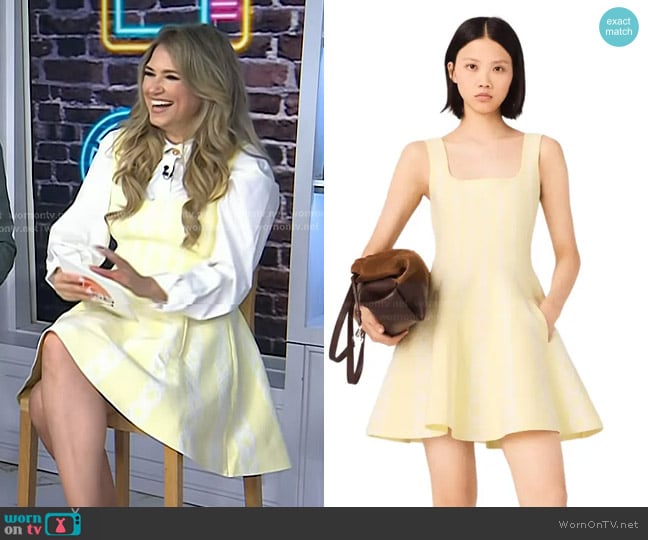 Maje Jacquard Knit Short Dress in Pale Yellow worn by Nikki Novak on Today