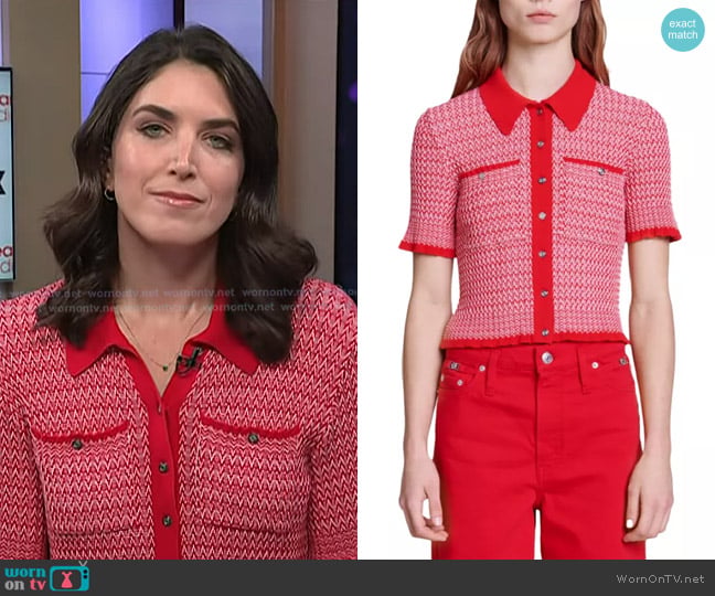 Maje Manamaille Herringbone Cardigan worn by Liz Kreutz on Today