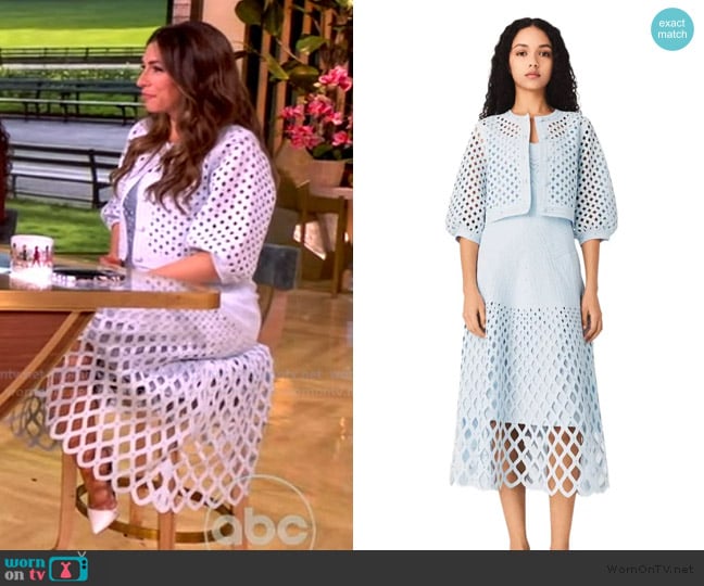 Maje Rhinestone crochet cardigan worn by Alyssa Farah Griffin on The View