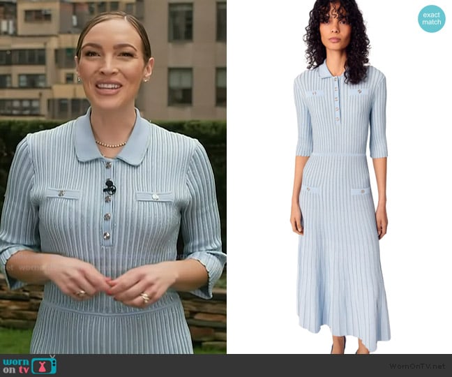 Maje Rib knit midi dress worn by Emily Orozco on Access Hollywood