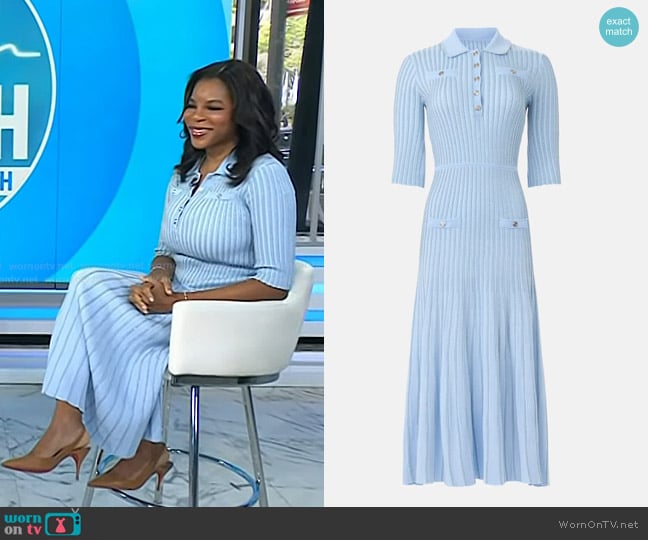 Maje Rib Knit Midi Dress in Blue Sky worn by Dr. Michelle Henry on Today