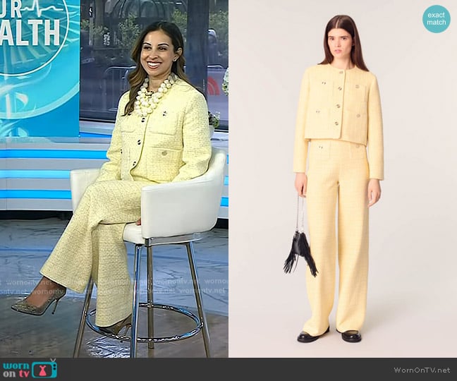 Maje Short Tweed and Lurex Jacket worn by Dr. Rekha Kumar on Today