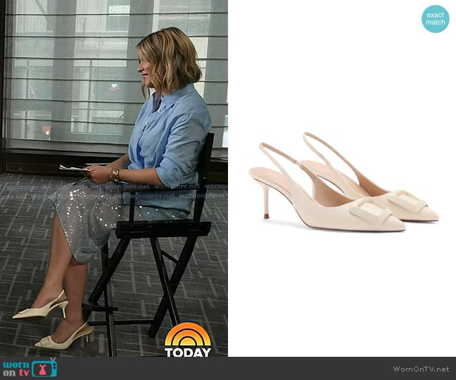 Mango Slingback Pointed Toe Pump in Ecru worn by Jenna Bush Hager on Today