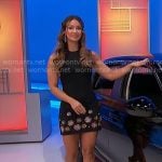 Manuela's black embellished mini dress on The Price is Right