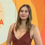 Maria Sharapova’s brown suede v-neck dress on Today