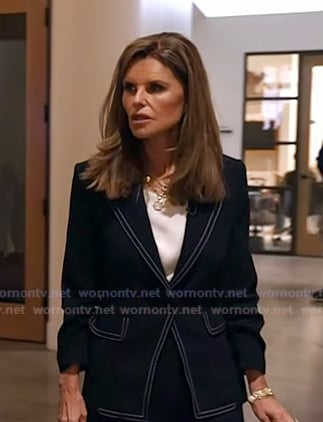 Maria's navy blazer with contrast stitching on Today