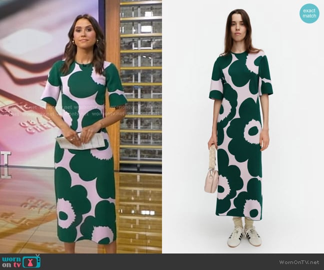 Sophie Flay’s pink and green floral dress on GMA