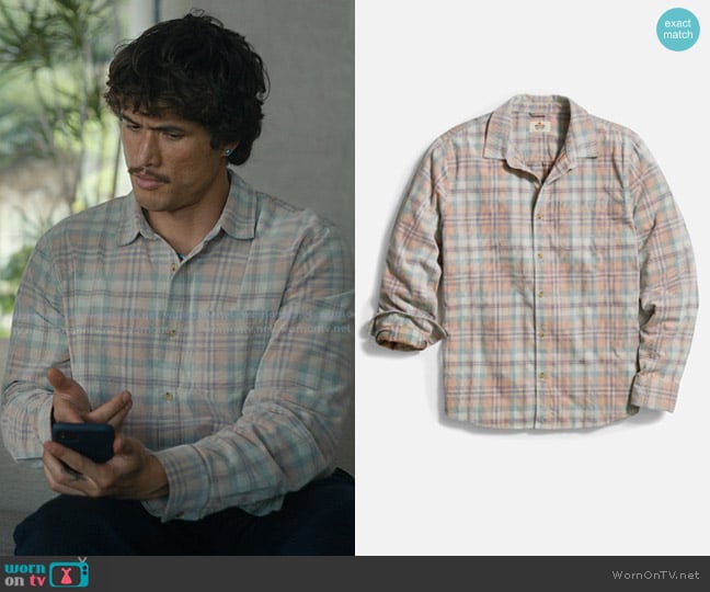Marine Layer Lightweight Plaid Corduroy Shirt worn by Austin Davis (Charles Melton) on Beef
