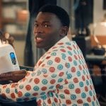 Marius’s white printed zip jacket on XO Kitty