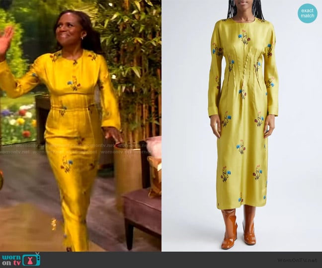 Marni Floral-print silk-twill midi dress worn by Deborah Roberts on The View