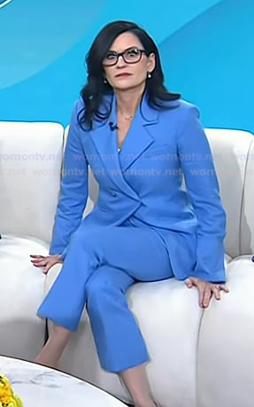 Mary Claire Haver’s blue double breasted blazer and pants on Today
