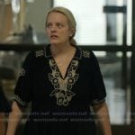 Mary’s black floral lace dress on Imperfect Women