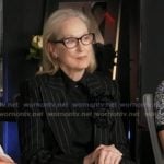 Meryl Streep’s black pinstripe blazer and pant suit on Good Morning America
