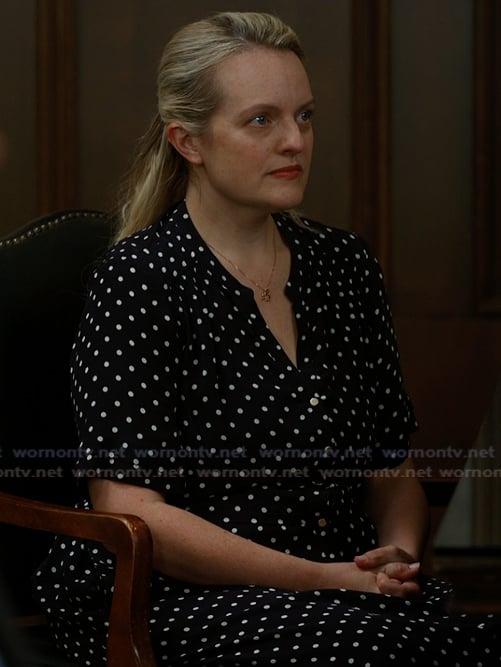 Mary's black polka dot print dress on Imperfect Women