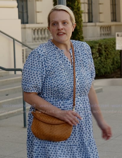 Mary's blue floral print dress on Imperfect Women