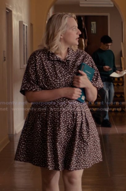 Mary's brown polka dot print mini dress on Imperfect Women