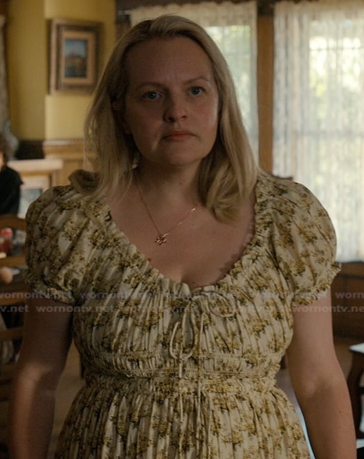 Mary’s yellow floral print smocked dress on Imperfect Women