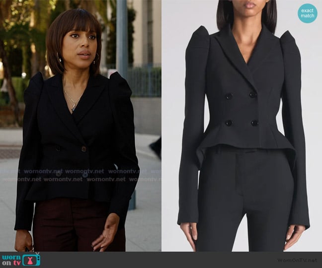 McQueen Structured Stretch Wool Double-Breasted Blazer Jacket worn by Eleanor (Kerry Washington) on Imperfect Women