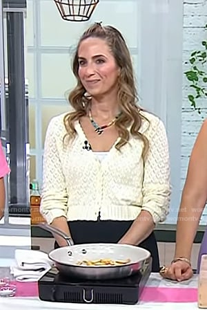Melissa Ben-Ishay’s white pointelle heart cardigan on Today