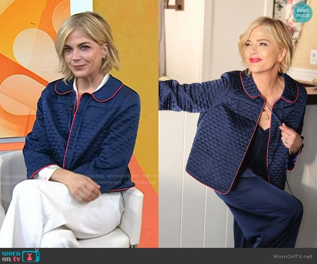 Selma Blair’s navy quilted jacket on Today Selma Blair’s navy quilted jacket on Today