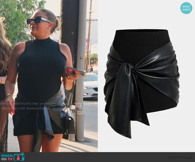 Micas Patchwork Faux Leather Tie Front Mini Skirt worn by Brittany Cartwright on The Valley