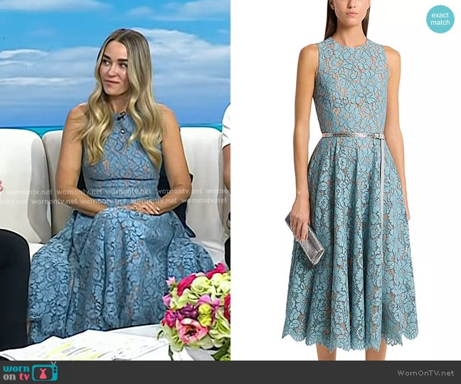 Michael Kors Collection Floral Lace Dress in Seaglass worn by Lauren Conrad on Today
