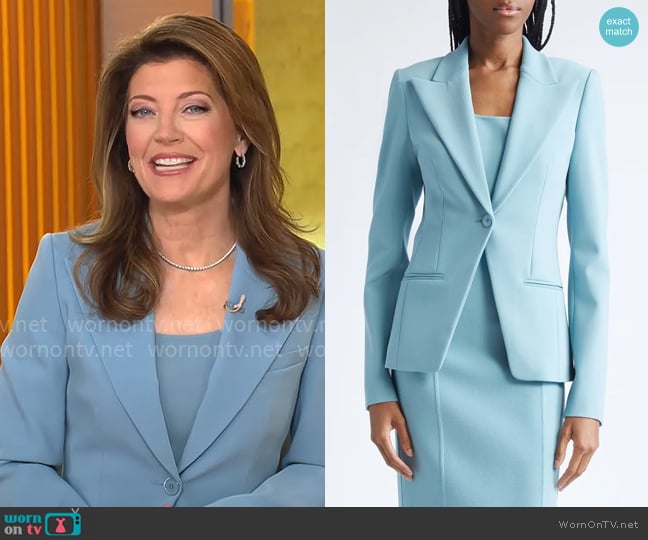 Norah O’Donnel’s blue blazer on CBS Mornings