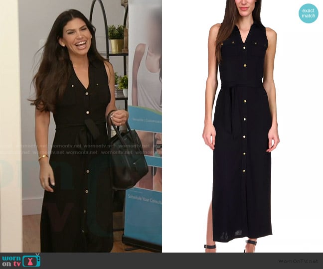 MICHAEL Michael Kors Sleeveless Maxi Shirtdress worn by Jo-Ellen Tiberi on The Real Housewives of Rhode Island