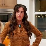 Michelle's brown suede jacket and shorts on The Valley