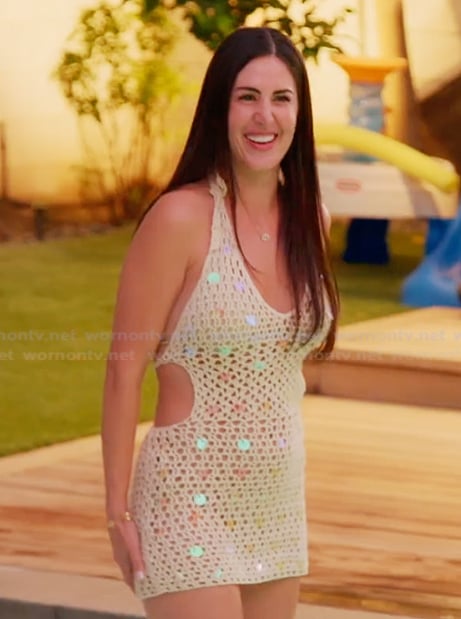 Michelle’s sequin crochet knit mini dress on The Valley