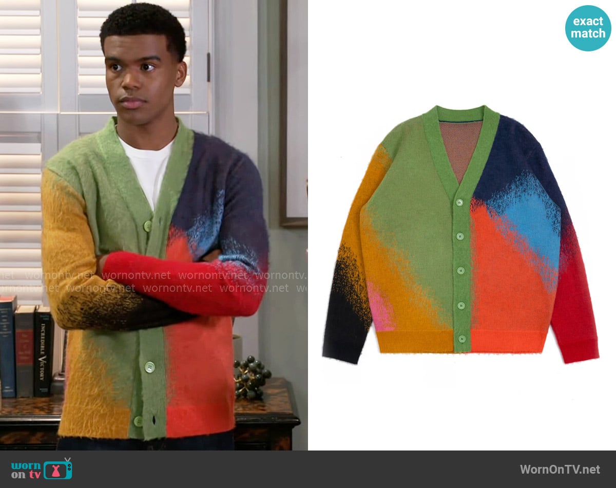 Mifland Ruby Cardigan One LE worn by Tyrell Richardson (Jaden Lucas Miller) on Beyond the Gates