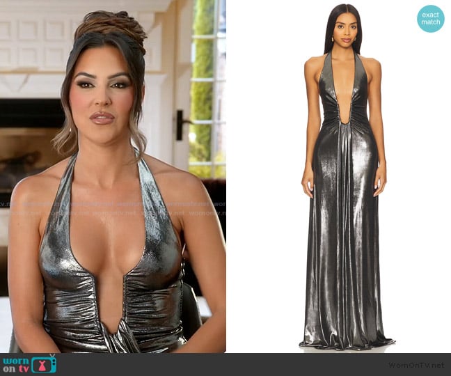 Misha The Jennifer Foil Jersey Dress worn by Ashley Iaconetti on The Real Housewives of Rhode Island