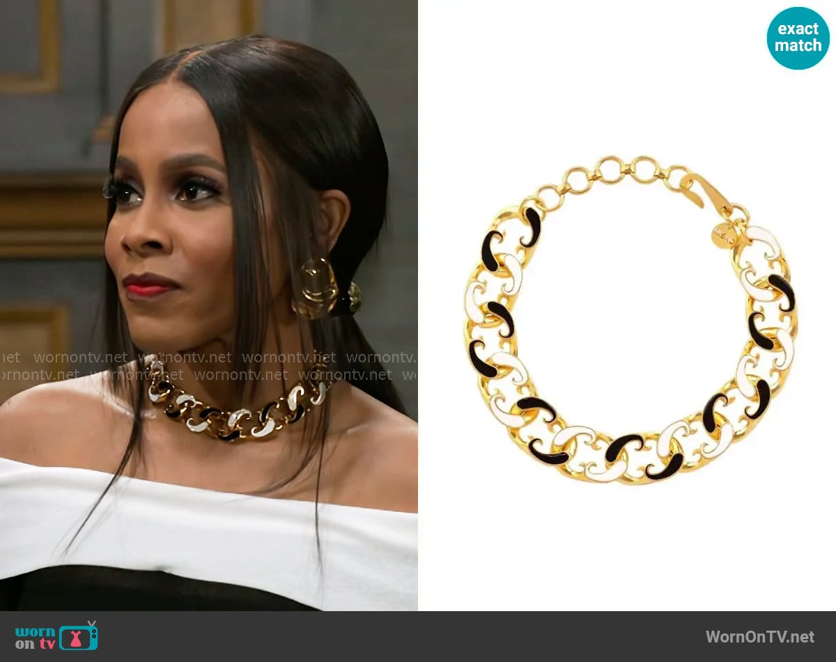 Misho Enamelled Paisley Choker worn by Hayley Lawson (Marquita Goings) on Beyond the Gates