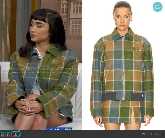 Rowan Blanchard’s green check jacket on GMA