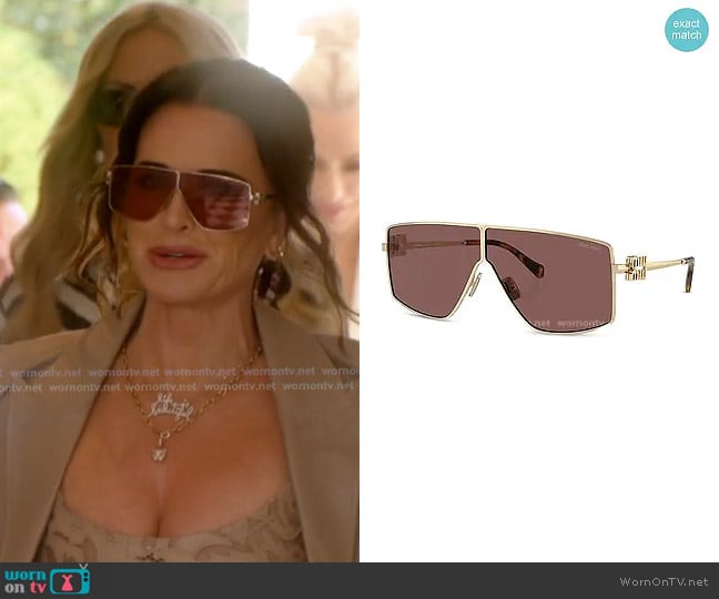 Miu Miu Square Sunglasses worn by Kyle Richards on The Real Housewives of Beverly Hills