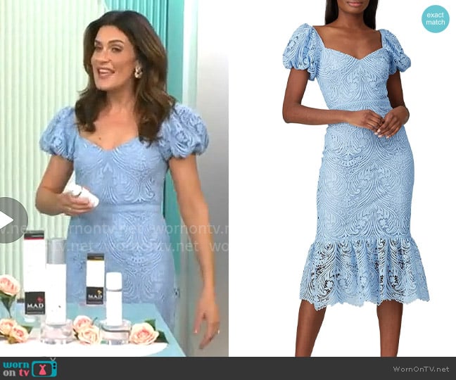 Adriane Kiss’ blue puff sleeve dress on CBS Mornings