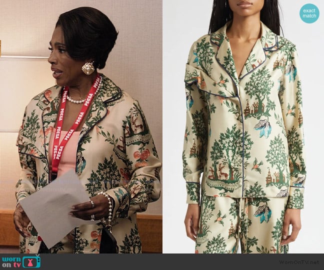 Monse Deconstructed Silk Pajama Top worn by Barbara Howard (Sheryl Lee Ralph) on Abbott Elementary
