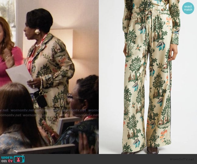 Monse Double Waistband Silk Satin Pajama Pants worn by Barbara Howard (Sheryl Lee Ralph) on Abbott Elementary