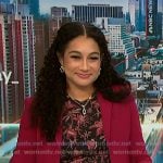 Morgan’s black floral print dress and pink blazer on NBC News Daily