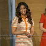 Morgan’s stripe crochet cardigan and skirt on Good Morning America