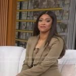 Morgan’s brown buckle detail dress and jacket on Good Morning America