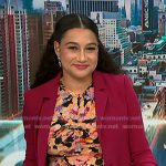 Morgan's floral ruched dress and pink blazer on NBC News Daily