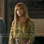 Morgan’s yellow leopard print blouse and floral wrap skirt on High Potential