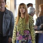 Morgan's yellow leopard print blouse and floral wrap skirt on High Potential