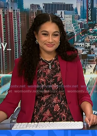 Morgan’s black floral print dress and pink blazer on NBC News Daily
