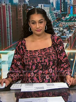 Morgan’s black floral smocked dress on NBC News Daily