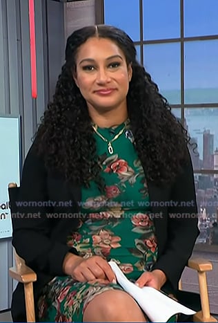 Morgan’s green floral fitted dress on NBC News Daily