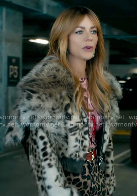 Morgan's leopard fur jacket on High Potential