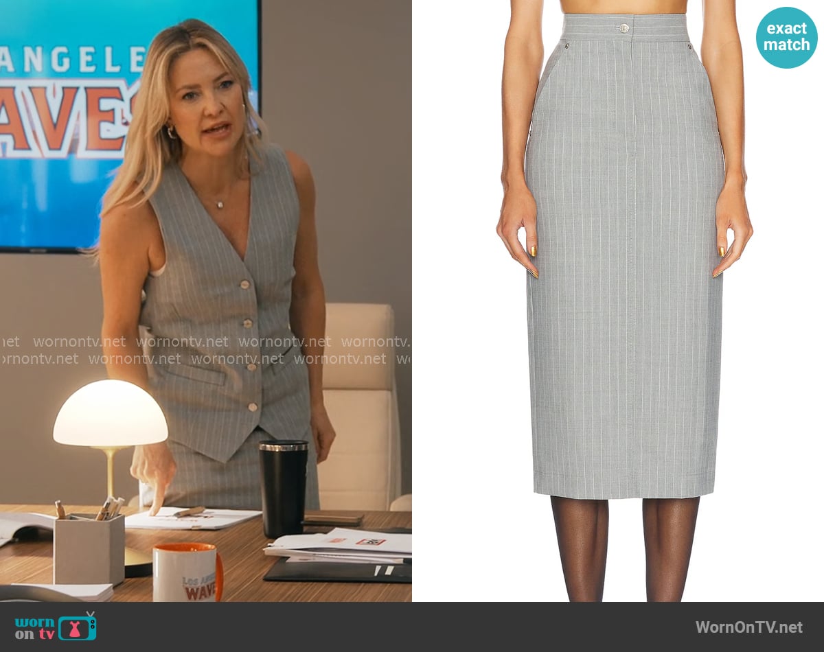 Moschino Jeans Midi Skirt worn by Isla Gordon (Kate Hudson) on Running Point